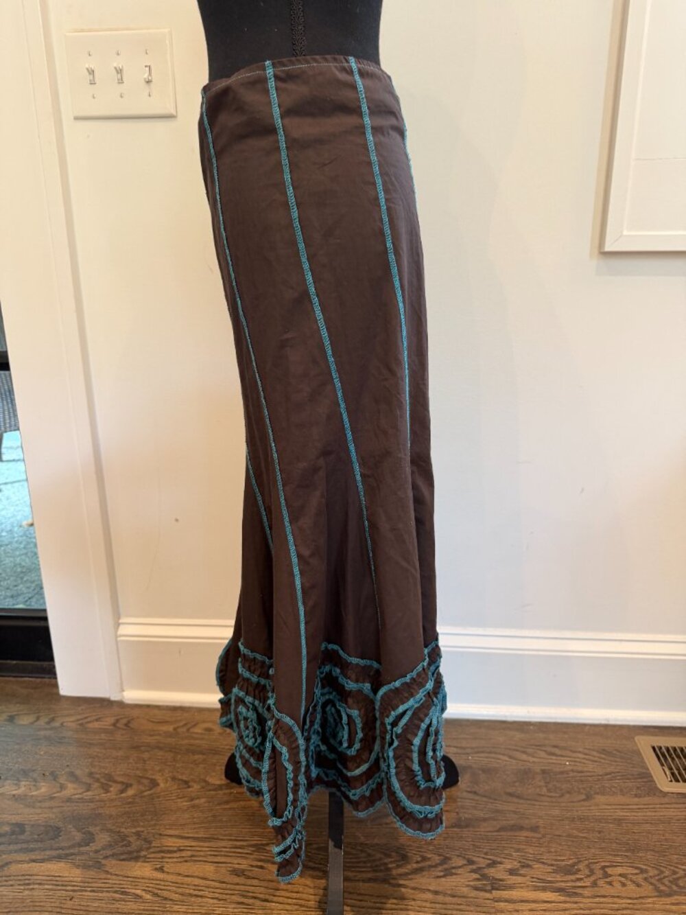 Magic Brown & Turquoise Boho Maxi Skirt - Picture 3 of 7